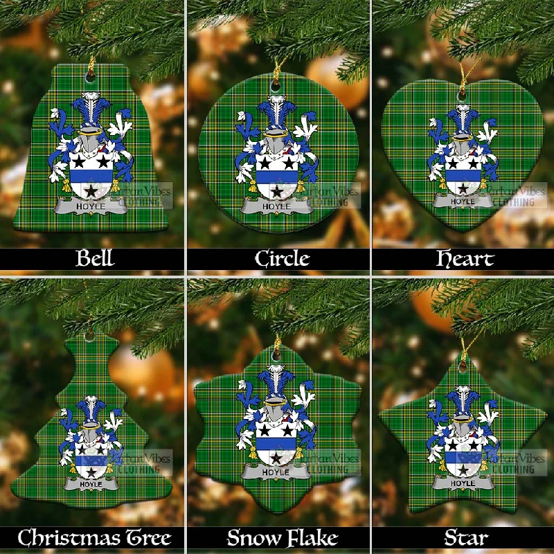 Hoyle Irish Clan Tartan Christmas Ceramic Ornament with Coat of Arms Cotton Linen Terry Hoyle Irish Clan Tartan Christmas Ceramic Ornament with Coat of Arms Cotton Linen Terry