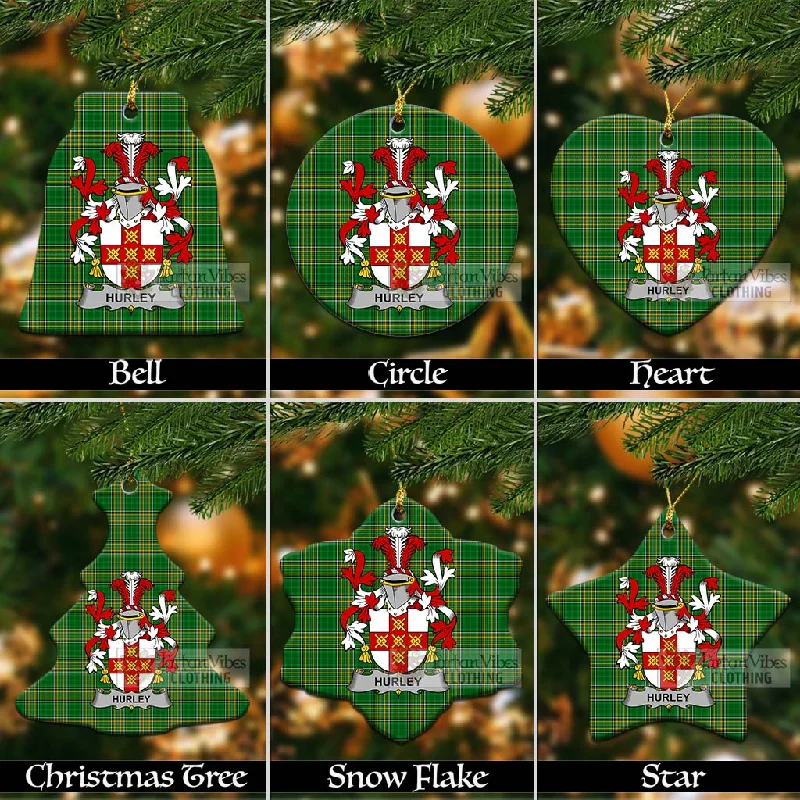 Hurley Irish Clan Tartan Christmas Ceramic Ornament with Coat of Arms Knit Woven Fleece Hurley Irish Clan Tartan Christmas Ceramic Ornament with Coat of Arms Knit Woven Fleece