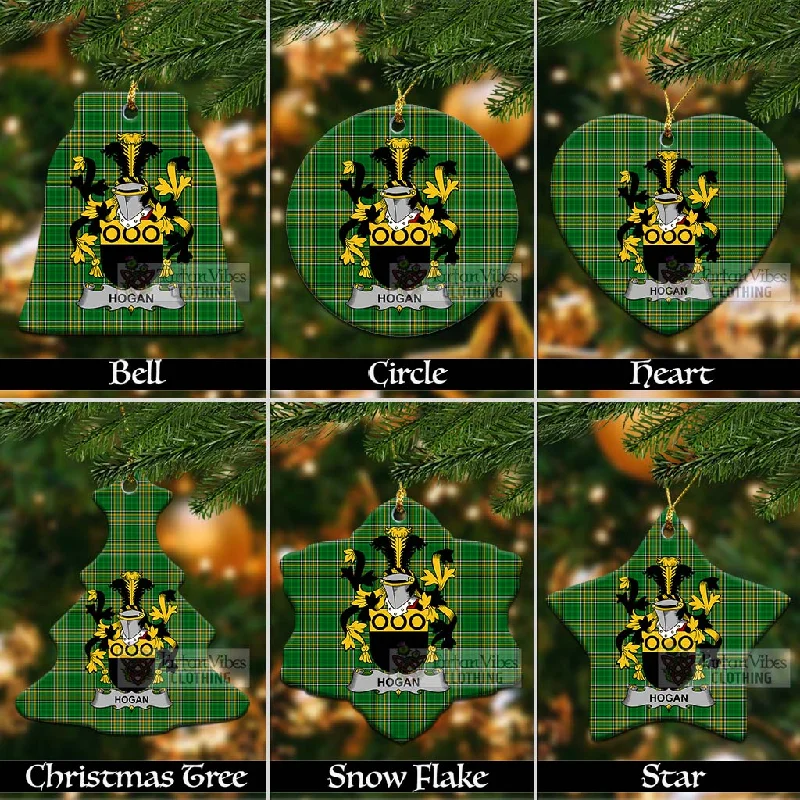 Hogan Irish Clan Tartan Christmas Ceramic Ornament with Coat of Arms Elasticated Drawstring Belted Hogan Irish Clan Tartan Christmas Ceramic Ornament with Coat of Arms Elasticated Drawstring Belted