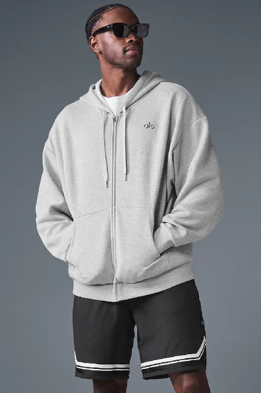 Accolade Full Zip Hoodie - Athletic Heather Grey Hoodie with Applique Textured Unique Accolade Full Zip Hoodie - Athletic Heather Grey Hoodie with Applique Textured Unique