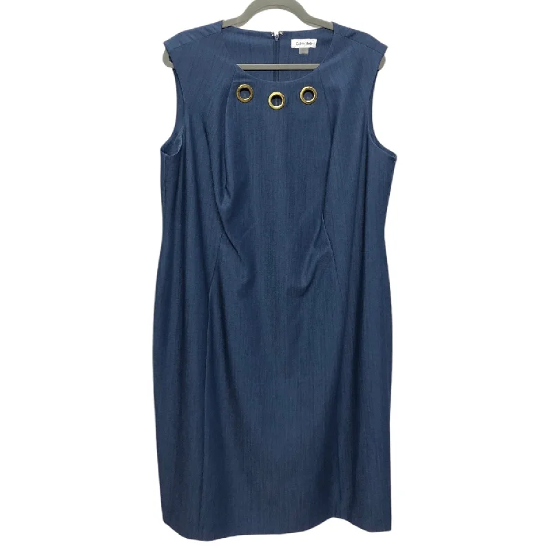 Dress Casual Midi By Calvin Klein In Blue, Size: 16 Elegant Pleated Detail Midi Dress Dress Casual Midi By Calvin Klein In Blue, Size: 16 Elegant Pleated Detail Midi Dress